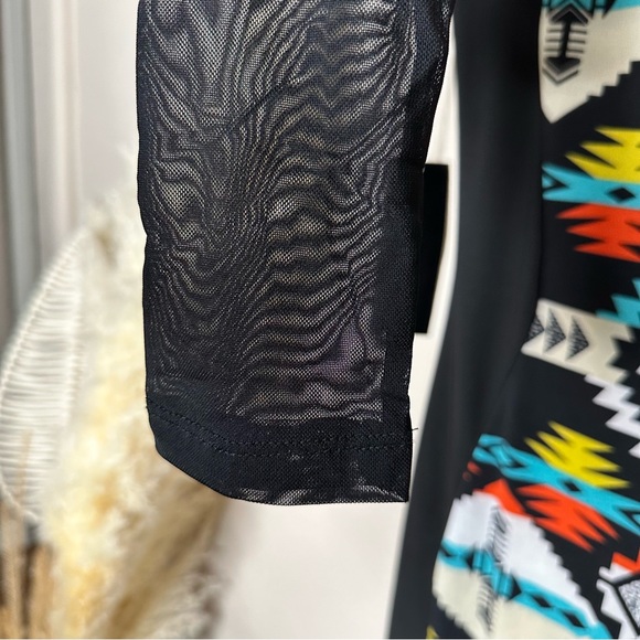 Iris Basic Aztec Print Dress, Sheer Mesh Long Sleeve, size large - Picture 8 of 10